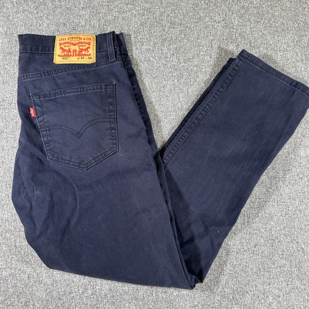 Levis 511 Mens 32x30 Navy Blue Slim Fit Pants Casual Chino Stretch Jeans